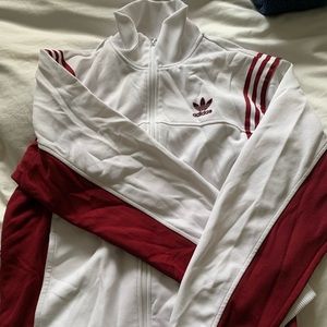 Adidas original L white and red track jacket
